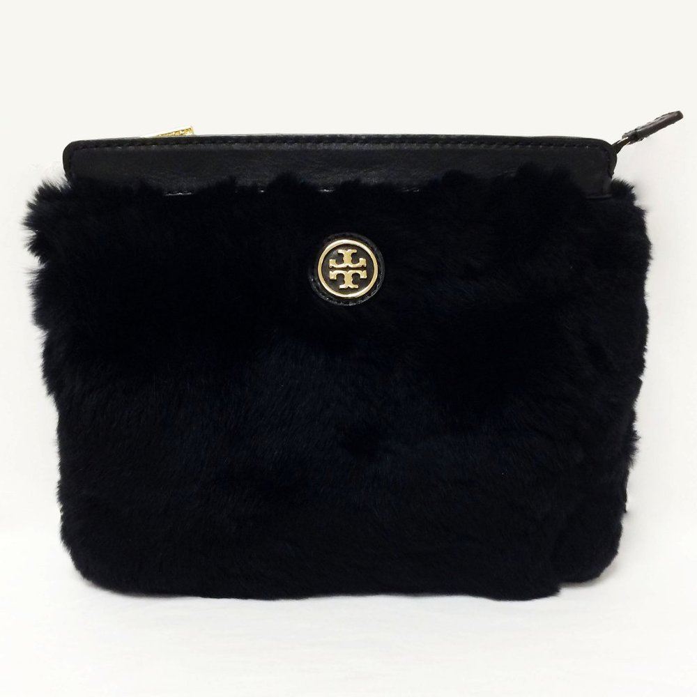 Tory Burch Peyson Muffler Black Fur Wristlet - Picture 1 of 7